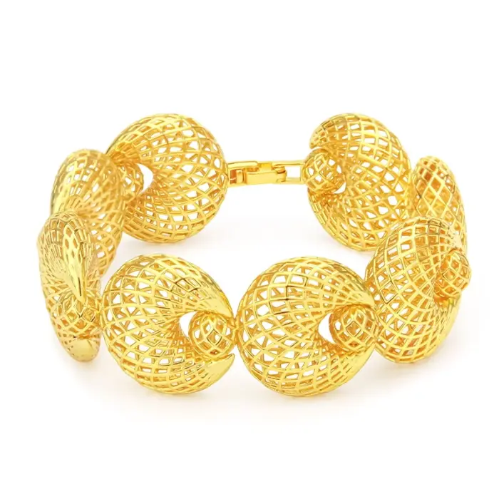 IVOG New Product Hollow Design Cuff Bangle For Women 18K Gold Plated Hollow Balls Chain Bracelet Fashionable Jewelry 1 IVOG New Product Hollow Design Cuff Bangle For Women 18K Gold Plated Hollow Balls Chain Bracelet Fashionable Jewelry 1