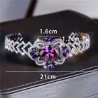 Charm Female Purple Zircon Stone Oval Bracelet Cute Silver Color Adjustable Summer Wedding Jewelry For Women 2