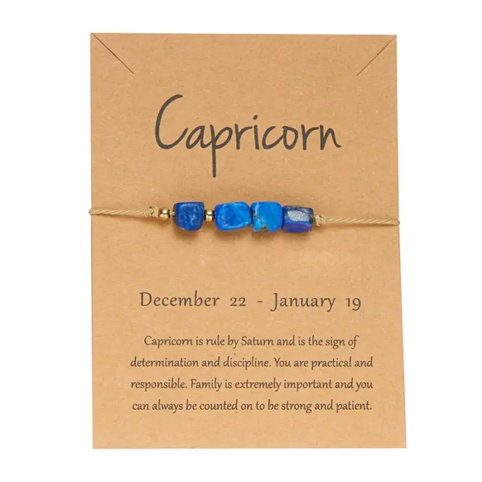 12 Zodiac Signs Woven Card Paper Bracelet for Women Men Minimalist Natural Stone Handmade Braided Bracelet Friendship Jewelry 6