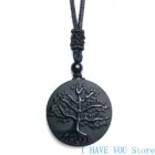 Natural Genuine Obsidian Life Tree Necklace Pendant Healing Crystal Guardian Jade Pendant Male and Female Jade Necklace Jewelry 6