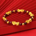 Women's 24K Gold (AU999) Pi Xiu Prayer Bead Bracelet | Matte-Gilt Two-Tone Pi Xiu, Chiseled Heart Sutra on Fortune Beads 4