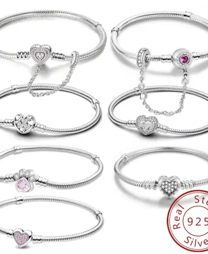 925 Sterling Silver Personalized Simple Love Heart Claw Bracelet DIY Bead Making Fit Original Bracelets Fine Jewelry Gift 1 925 Sterling Silver Personalized Simple Love Heart Claw Bracelet DIY Bead Making Fit Original Bracelets Fine Jewelry Gift 1