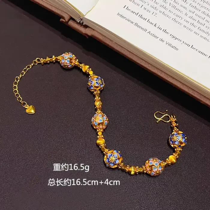 AU999 Bauhinia Lucky Bead Bracelet Women's 24K Gold - Anti-deform gold, durable band, bead carries wishes 3 AU999 Bauhinia Lucky Bead Bracelet Women's 24K Gold - Anti-deform gold, durable band, bead carries wishes 3