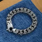 Real S925 Sterling Silver personality Tang grass pattern men's and women's retro hip Hop bracelet fashion certified jewelry gift 3
