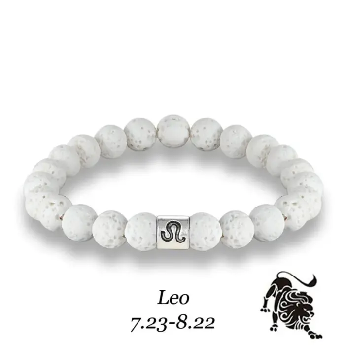 New 12 Zodiac Signs 8mm Beads Bracelets Handmade Vintage White Lava Stone Beads Elastic Bracelets Jewelry For Men Women Jewelry 3