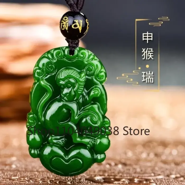 Natural Chinese White Jade Zodiac Pendant Spinach Green Jasper Twelve Zodiac Rat Ox Monkey Jewelry Accessories Lucky Amulet Gift 1