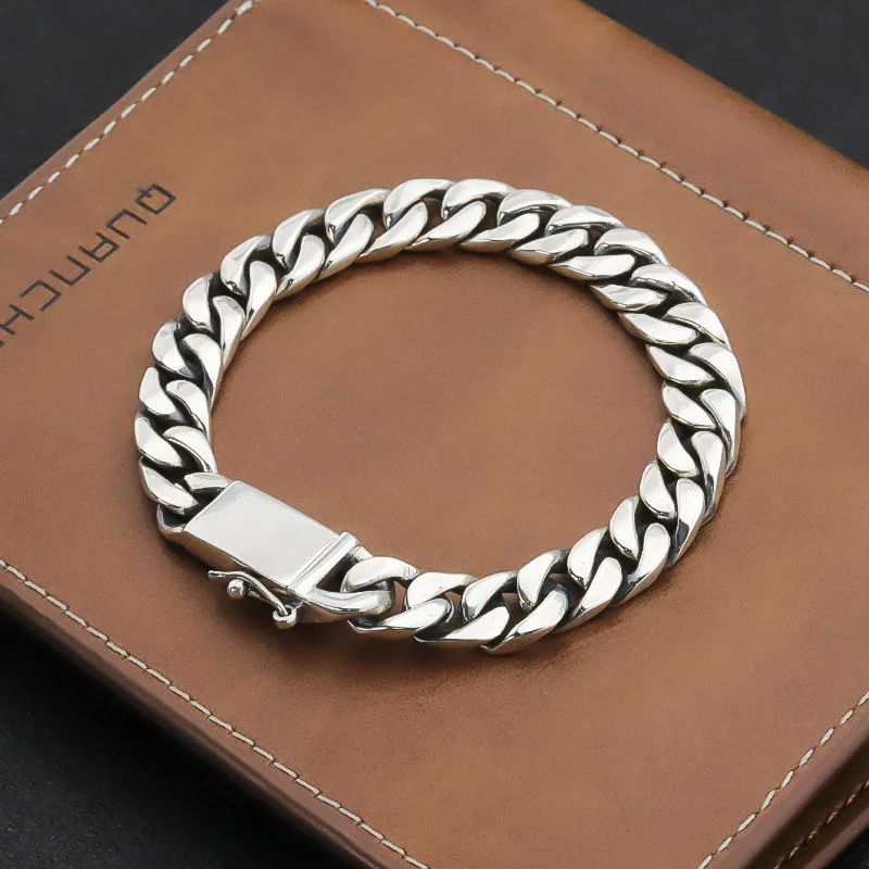Real Solid S925 Sterling Silver Bracelet For Men Women Punk Couple Jewelry Authentic S925 Silver Bracelet Certified Jewelry