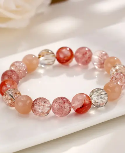 Ruifan Luxury Multicolor 8mm 10mm Natural Rutilated Quartz Crystal Beads Strand Beaded Women Bracelets Bangle Fine Jewelry 1154 1