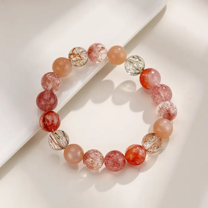 Ruifan Luxury Multicolor 8mm 10mm Natural Rutilated Quartz Crystal Beads Strand Beaded Women Bracelets Bangle Fine Jewelry 1154 3