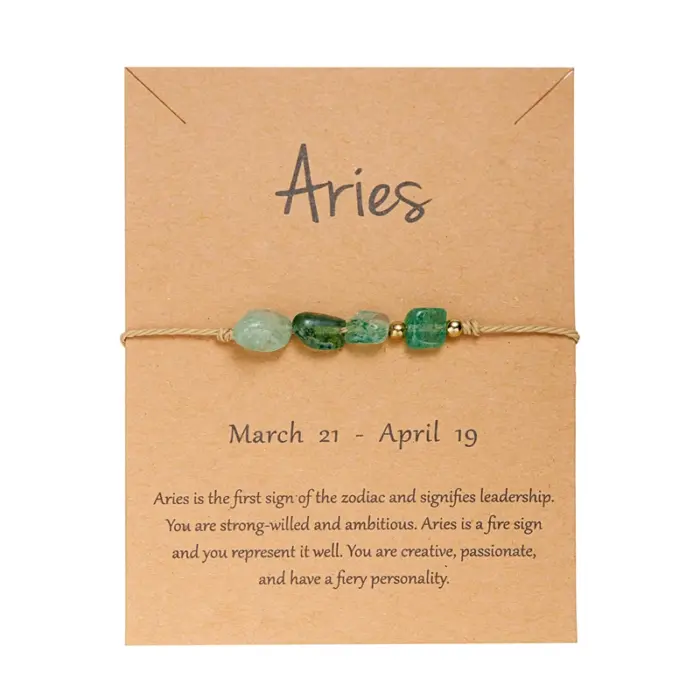 12 Zodiac Signs Woven Card Paper Bracelet for Women Men Minimalist Natural Stone Handmade Braided Bracelet Friendship Jewelry 4