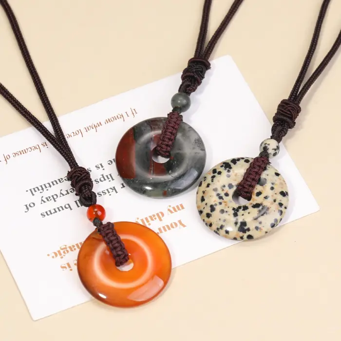 Men's Necklace Natural Gemstone Necklace Pendant China Knot Adjustable Best Gift Jewelry Chinese Culture Factory Direct Sale 2