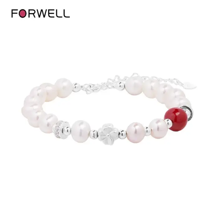 FORWELL Freshwater Pearl Sterling Silver Bracelet Good Luck Bead Exquisite Design Perfect Gift for Girlfriend 5