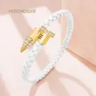 MOONLIGHT Genuine Braided Leather Bracelet for Woman High Quality Classic Cubic Zirconia Nail Bracelet Female Jewelry Gifts 2
