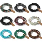 3 Pcs/set Healing Crystal Bracelets for Women 4 6 8mm Natural Stone Beaded Stretch Bracelet Amethyst Indian Agates Jewelry Gifts 1