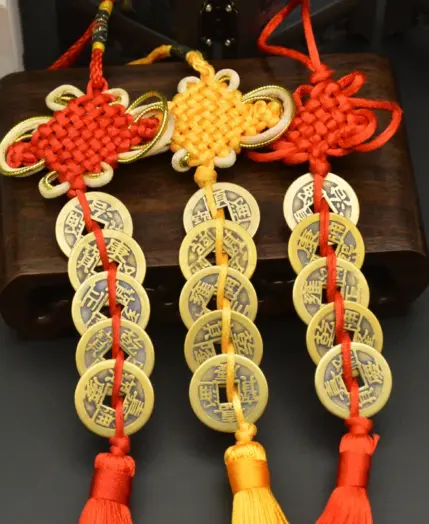 Manual Chinese Knot Lucky Charms Ancient I CHING Five Emperors Money Mascot Prosperity Protection Good Fortune Home Decorations 1