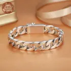 Real Solid S925 Sterling Silver Bracelet For Men Women Punk Couple Jewelry Authentic S925 Silver Bracelet Certified Jewelry 1
