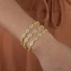 15+4cm gold color filled micro pave cz lovely turkish evil eye charm beads linked bracelet for girl women fashion jewelry 6