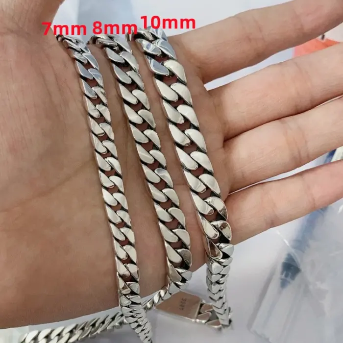 Real Solid S925 Sterling Silver Bracelet For Men Women Punk Couple Jewelry Authentic S925 Silver Bracelet Certified Jewelry 2
