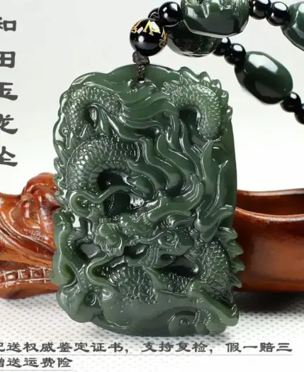 hotan wealth body protection field real jade pendant zodiac wealth dragon carving chinese dragon pendant male real wealth 2