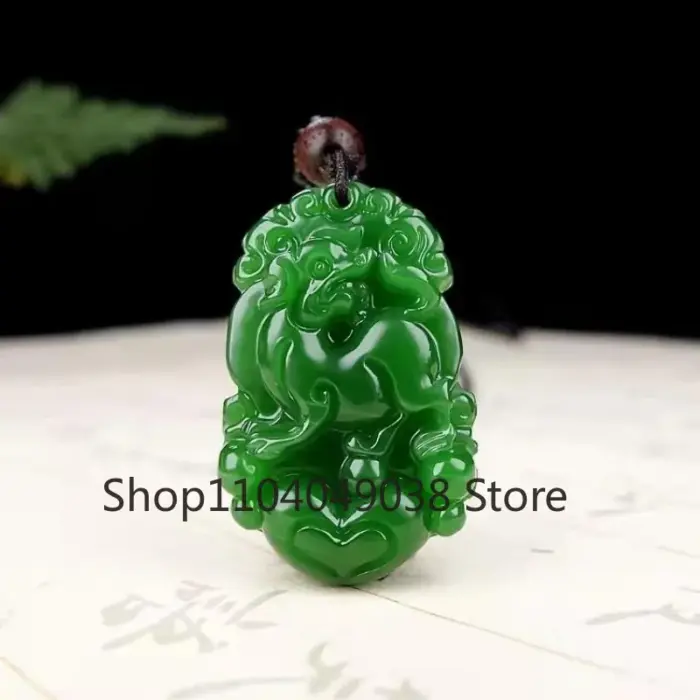 Natural Chinese White Jade Zodiac Pendant Spinach Green Jasper Twelve Zodiac Rat Ox Monkey Jewelry Accessories Lucky Amulet Gift 5