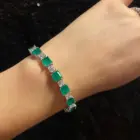 15-18cm 925 Sterling Silver Synthesis Colombian Emerald Bracelets for Women S925 Silver Carbon Diamond Chain Bracelet Bangles 3