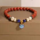 Nanhong Agate Zodiac Year Bracelet Women Cloisonné Ethnic Longevity Locket Artisan Jewelry Gift for Girlfriend Best Friend Gifts 2