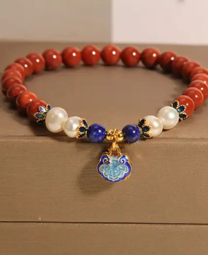 Nanhong Agate Zodiac Year Bracelet Women Cloisonné Ethnic Longevity Locket Artisan Jewelry Gift for Girlfriend Best Friend Gifts 2