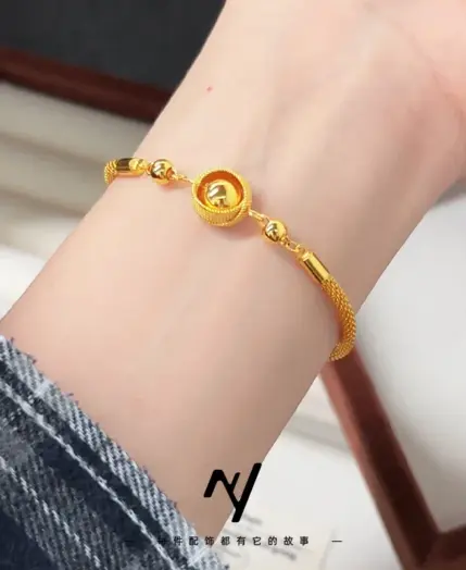 Women’s Bird’s Nest Lucky Bead Bracelet, 24K Gold, AU999 | 2 Women's Bird's Nest Lucky Bead Bracelet, 24K Gold, AU999 | 2