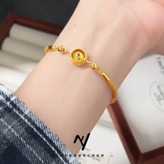 Women's Bird's Nest Lucky Bead Bracelet, 24K Gold, AU999 | 2 Women's Bird's Nest Lucky Bead Bracelet, 24K Gold, AU999 | 2