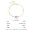 Ailmay 925 Sterling Silver Mini Rectangular Pink Zircon Exquisite Chain Bracelets For Women Girl Holiday Or Anniversary Gold Pla 5
