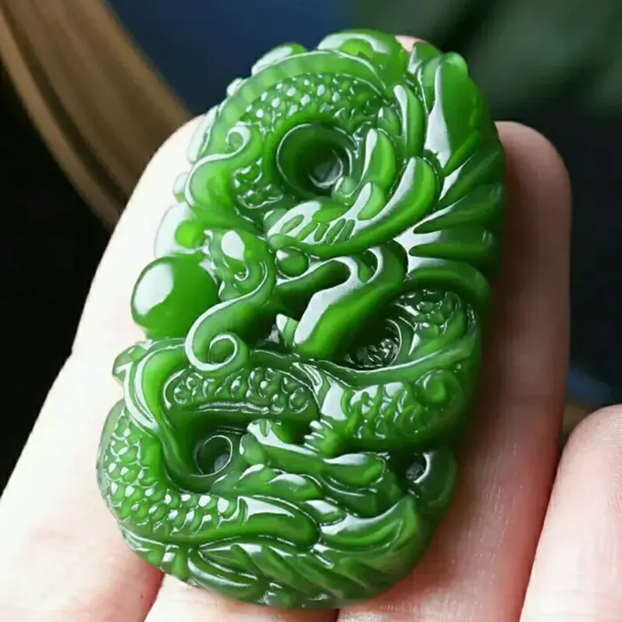 Green Natural Hetian Jade Dragon Pendant Jasper Necklace Carved Chinese Jadeite Jewelry Charm Amulet Lucky Gifts for Women Men 1 Green Natural Hetian Jade Dragon Pendant Jasper Necklace Carved Chinese Jadeite Jewelry Charm Amulet Lucky Gifts for Women Men 1