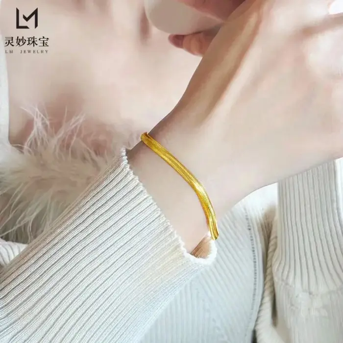 AU999 24K Gold Snake Bone Bracelet for Women: Exquisite Elegance Wrapped Around Your Wrist 2