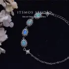 ITSMOS Natural Blue Green Opal Silver Bracelet Lucky wheel Pendant Swing Charm Bangle Classic Jewelry for women special Gift 1
