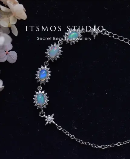 ITSMOS Natural Blue Green Opal Silver Bracelet Lucky wheel Pendant Swing Charm Bangle Classic Jewelry for women special Gift 1 ITSMOS Natural Blue Green Opal Silver Bracelet Lucky wheel Pendant Swing Charm Bangle Classic Jewelry for women special Gift 1