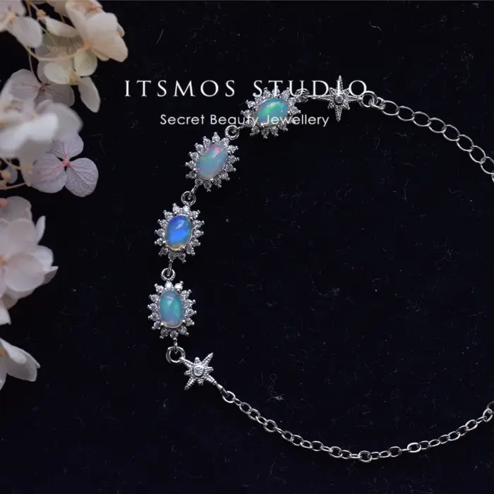 ITSMOS Natural Blue Green Opal Silver Bracelet Lucky wheel Pendant Swing Charm Bangle Classic Jewelry for women special Gift 1 ITSMOS Natural Blue Green Opal Silver Bracelet Lucky wheel Pendant Swing Charm Bangle Classic Jewelry for women special Gift 1