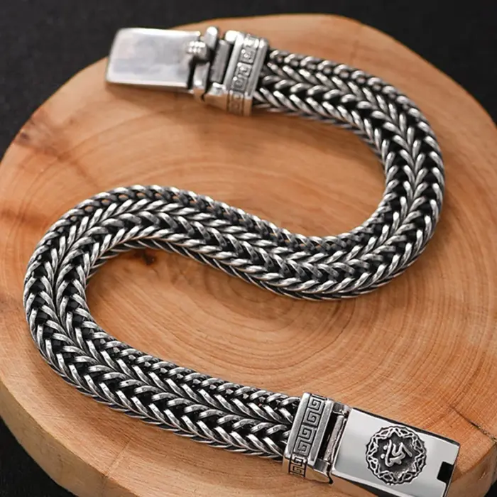 Factory Price 100% Real Solid S925 Silver Hand Woven Heavy Bracelet Men's Fashion Retro Bracelet Personality Vintage Jewelry 3 Factory Price 100% Real Solid S925 Silver Hand Woven Heavy Bracelet Men's Fashion Retro Bracelet Personality Vintage Jewelry 3