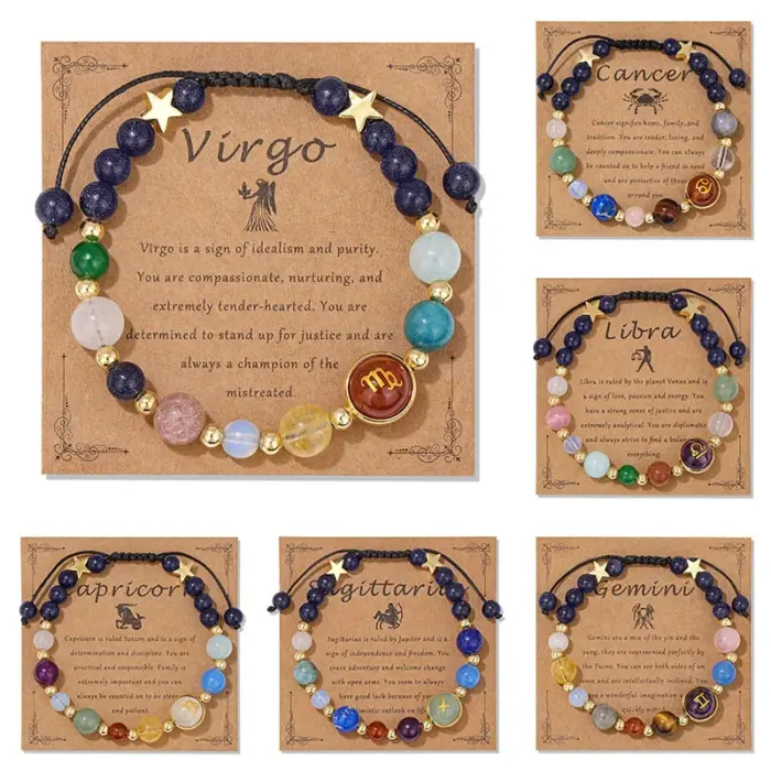 12 Zodiac Signs Natural Stone Bracelet Taurus Cancer Virgo Pisces Charm Bracelets for Women Men Couples Friendship Jewelry Gift 1 12 Zodiac Signs Natural Stone Bracelet Taurus Cancer Virgo Pisces Charm Bracelets for Women Men Couples Friendship Jewelry Gift 1