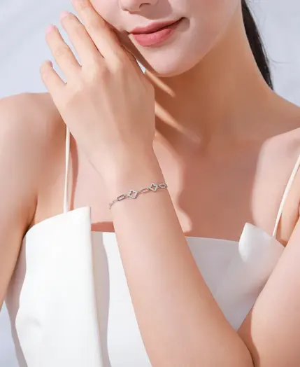 Ailmay Real 925 Sterling Silver Charm Lucky Grass Cubic Zirconia Adjustable Bracelet For Women Classic Wedding Statement Jewelry 2 Ailmay Real 925 Sterling Silver Charm Lucky Grass Cubic Zirconia Adjustable Bracelet For Women Classic Wedding Statement Jewelry 2