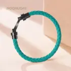 MOONLIGHT Classic Style Genuine Braided Leather Bracelets for Women Simple U-shaped Couples Bracelet Female Man Jewelry Gift 4