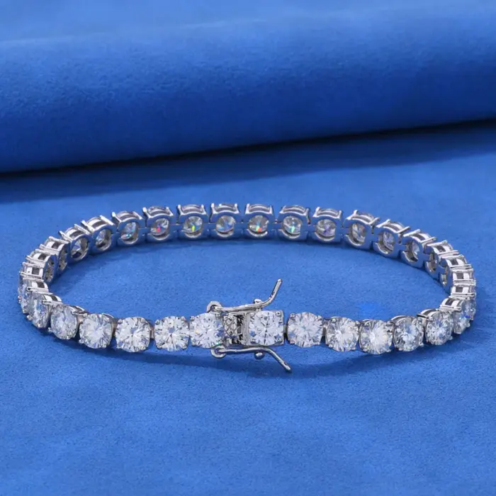 2-10mm DVVS1 Pass Diamond Test Round Cut Moissanite Tennis Bracelet White Gold Plated 925 Silver Jewelry for Women 5