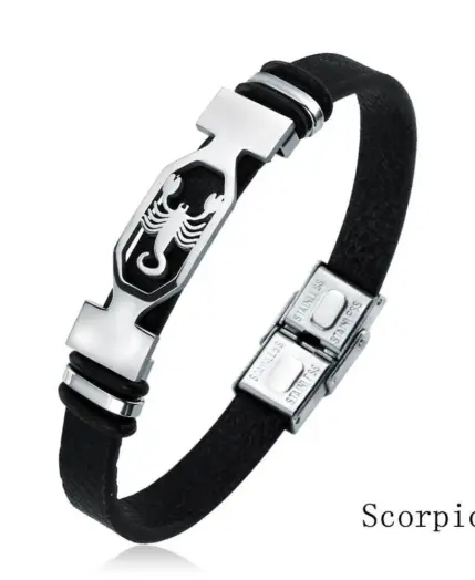 12 Constellation Stainless Steel Bracelet for Men Women’s Signs of the Zodiac Bracelet black 1 12 Constellation Stainless Steel Bracelet for Men Women's Signs of the Zodiac Bracelet black 1