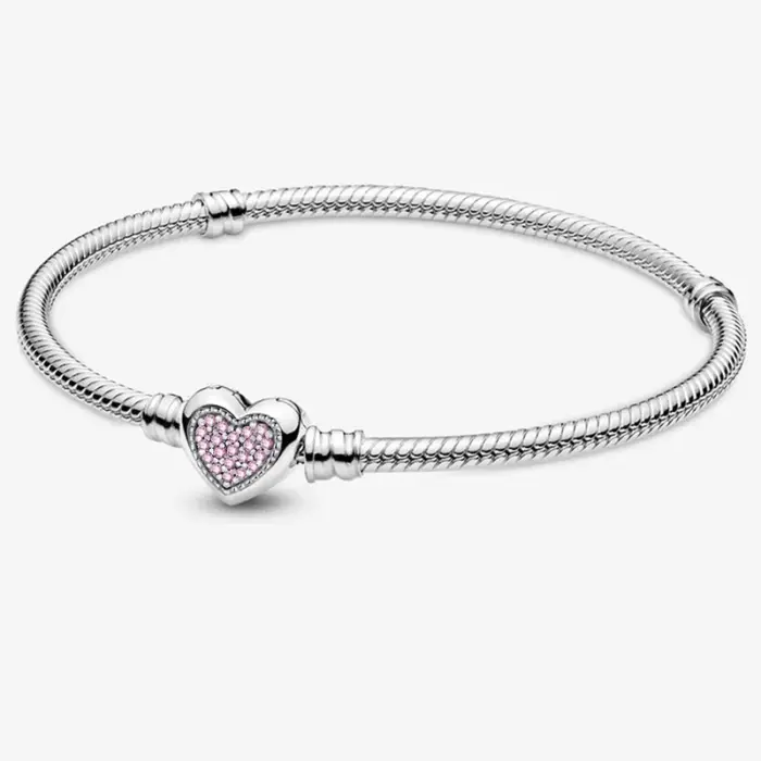925 Sterling Silver Personalized Simple Love Heart Claw Bracelet DIY Bead Making Fit Original Bracelets Fine Jewelry Gift 4