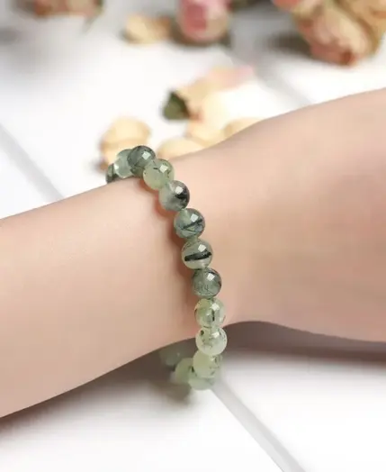 JD Natural Stone Prehnite Beads Bracelet Women Elegant Round Green Grape Stone Charm Yoga Strand Bangles Female Jewelry Gift 4