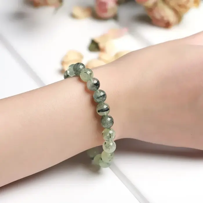 JD Natural Stone Prehnite Beads Bracelet Women Elegant Round Green Grape Stone Charm Yoga Strand Bangles Female Jewelry Gift 4