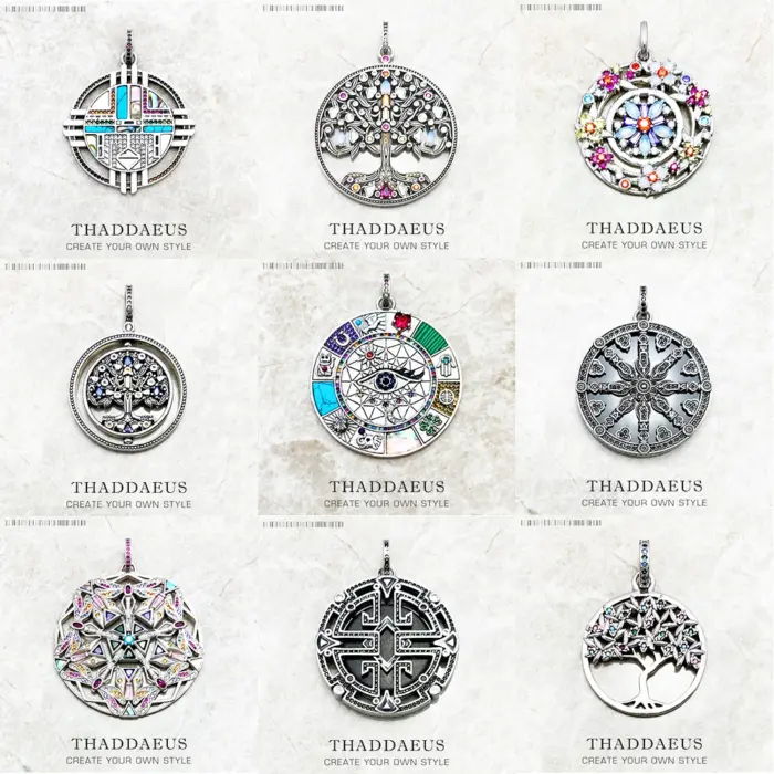 Amulet Magical Lucky Symbol Tree Flower Karma Whell Sun Bird Butterfly Pendants Jewelry 925 Sterling Silver Gift For Women Men 1