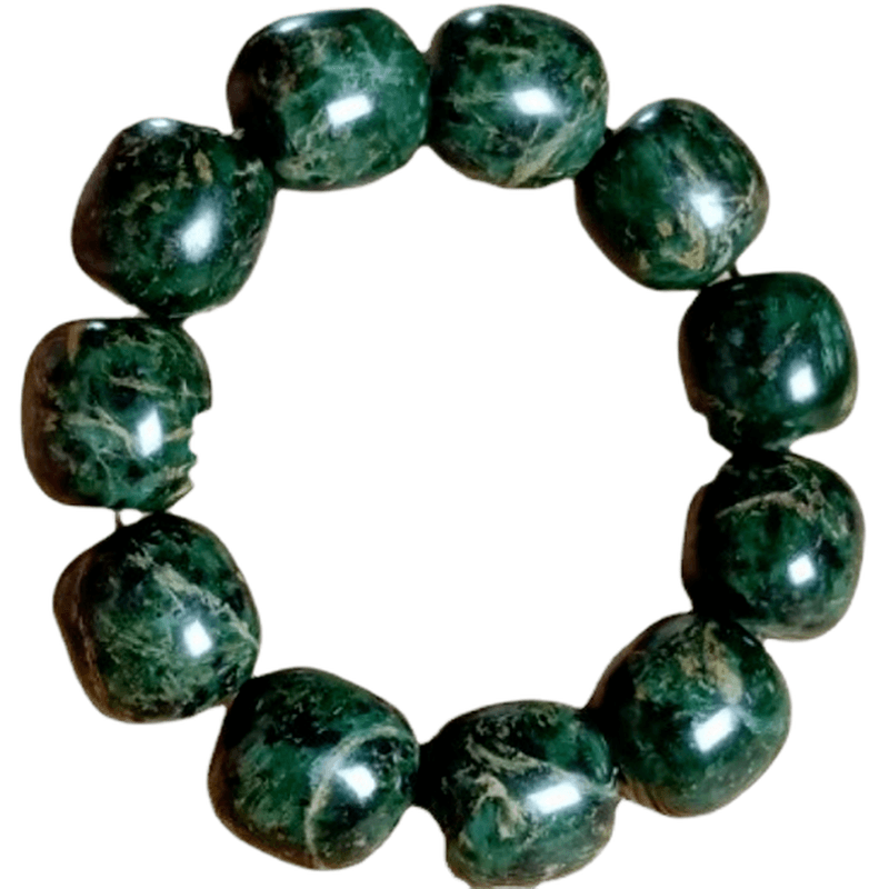 Natural Tibetan Tibetan Jade Medicine King Stone Serpentine Gold Flower Old Bead Bracelet Men's and Women's Health Care Jewelry