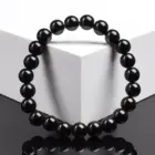 Natural Black Agates Beads Bracelet Women Men Genuine Black Onyx Natural Stone 6mm 8mm Smooth Round Beads Lucky Energy Jewelry 3
