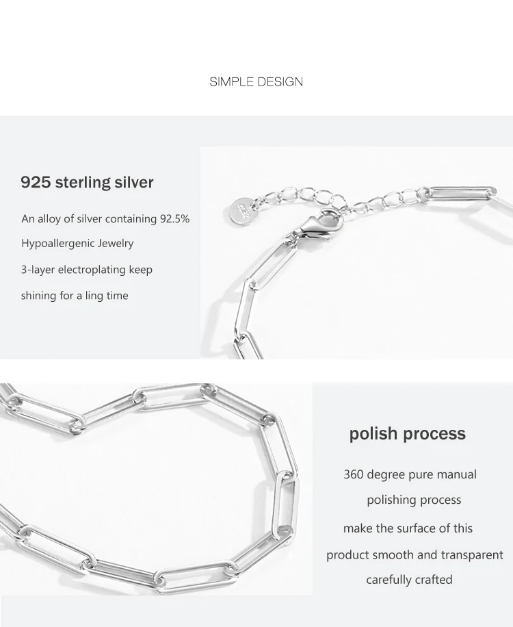 925 Sterling Silver Simple Hollow Out Geometric Bracelets for Women Trendy Chain Bracelets Party Accessories Fine Jewelry