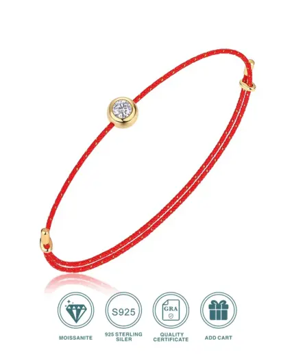 JIUZUAN D Color VVS1 Moissanite Bracelet, GRA Certified, 0.3Ct Lab Diamond, Adjustable Cord in 6 Colors, Elegant Jewelry for Wom 1 JIUZUAN D Color VVS1 Moissanite Bracelet, GRA Certified, 0.3Ct Lab Diamond, Adjustable Cord in 6 Colors, Elegant Jewelry for Wom 1