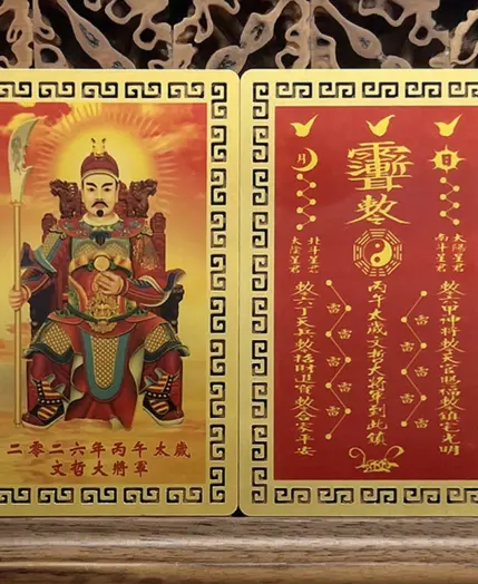 2026 Tai Sui Amulet Card Feng Shui Prayer Gold Card Exorcism Protection Buddha Gift Amulet Safe Bring In Wealth And Treasure 3